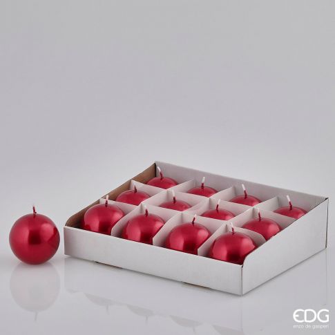 12 CANDELE ROSSE A SFERA D.6 CM - Candele Peragashop