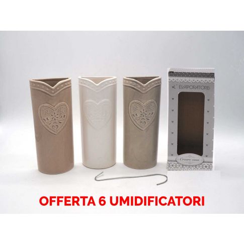 OFFERTA 6 UMIDIFICATORI IN CERAMICA CON CUORI PER TERMOSIFONI -  Umidificatori Peragashop