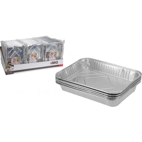 SET 8 VASCHETTE FORNO IN ALLUMINIO CON COPERCHIO 14.5X12X4.8CM -  Contenitori per Alimenti Peragashop