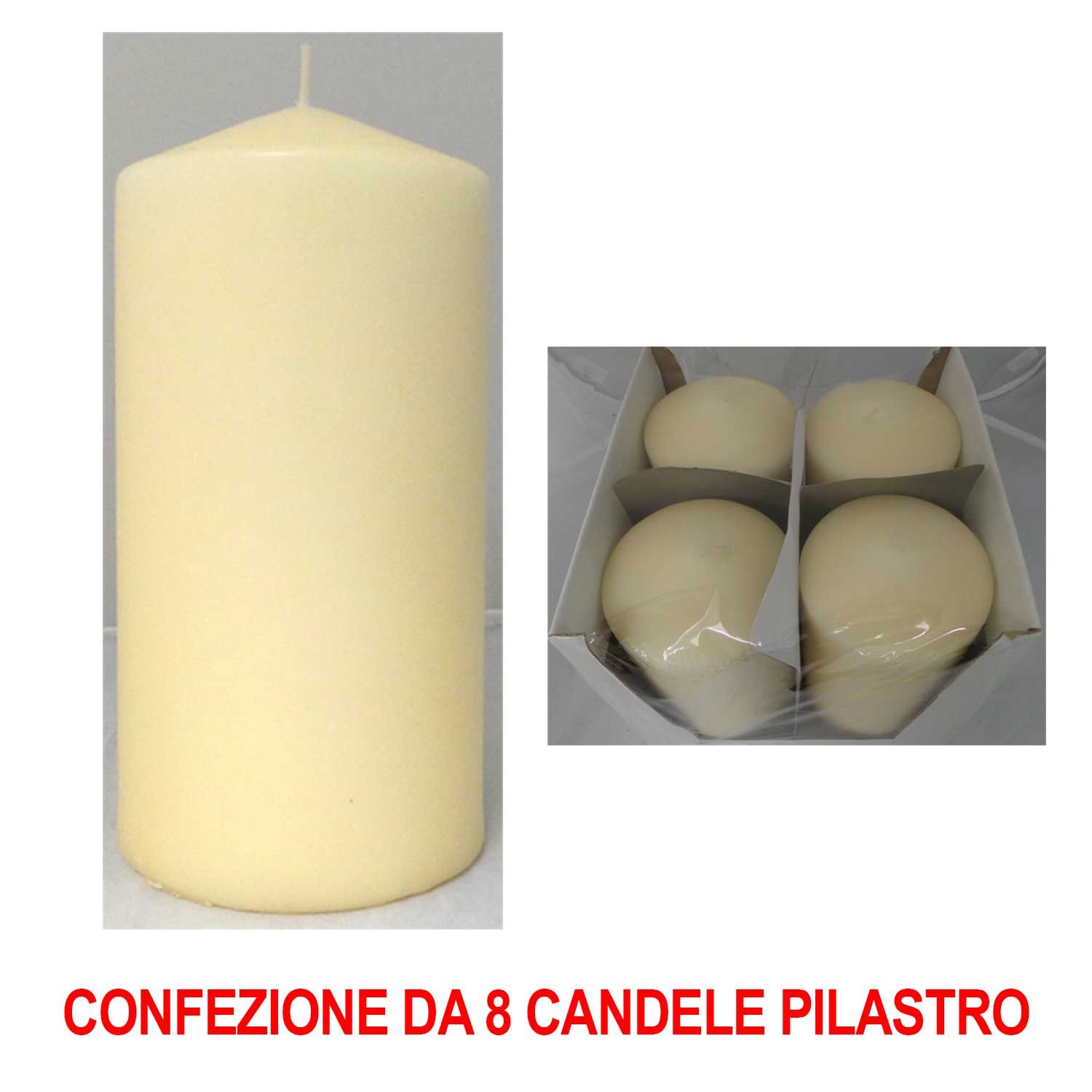 SET 8 CANDELE PILASTRO 20x10CM AVORIO - Candele