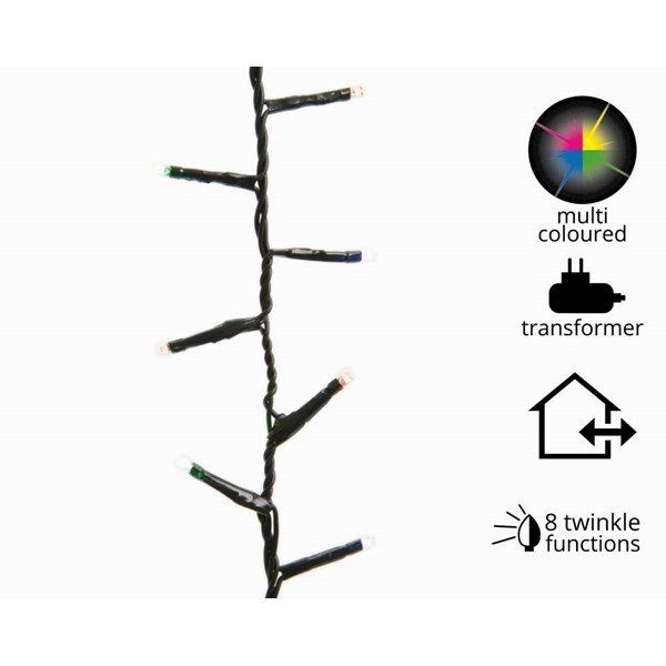 Catena Luci 100 LED per esterno con 8 giochi dl luce multicolore 0413