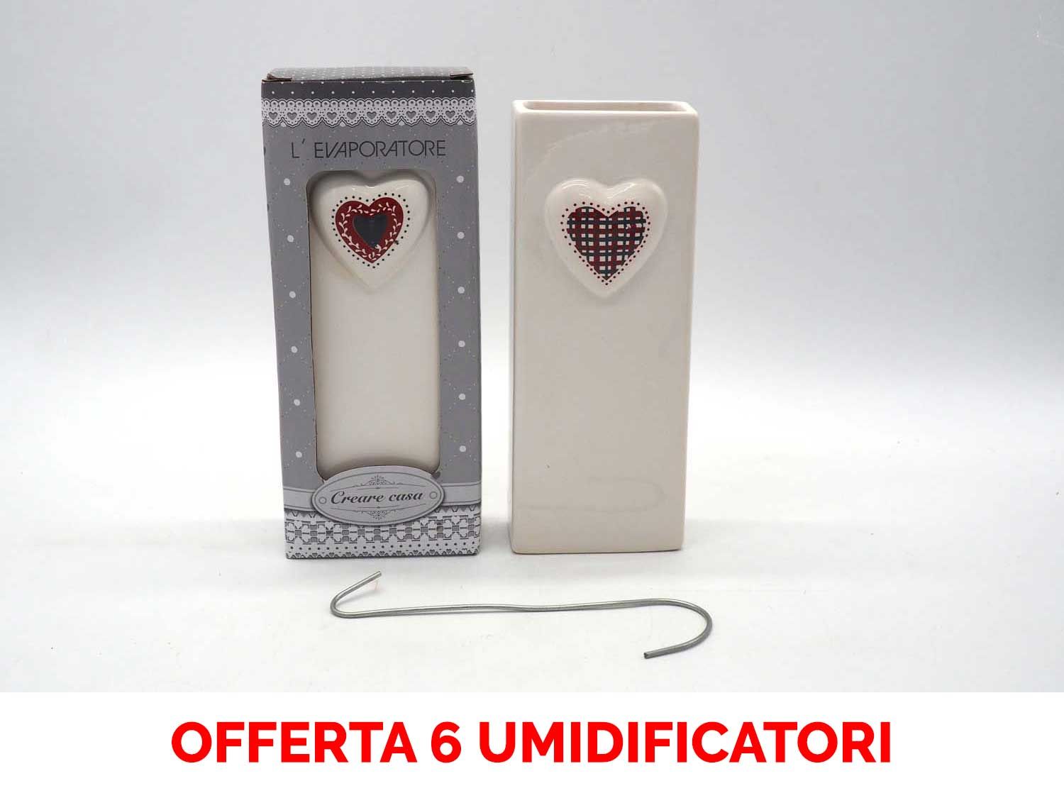 OFFERTA 6 UMIDIFICATORI CON CUORE IN CERAMICA PER TERMOSIFONI -  Umidificatori Peragashop