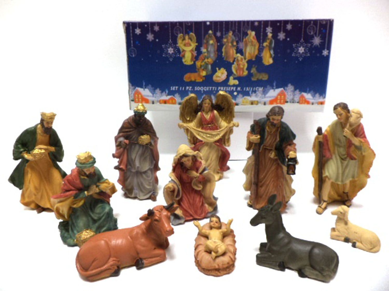 SET 11 STATUINE PRESEPIO MEDIE COLORATE 15/11 CM - Statuine Classiche  Napoletane Peragashop