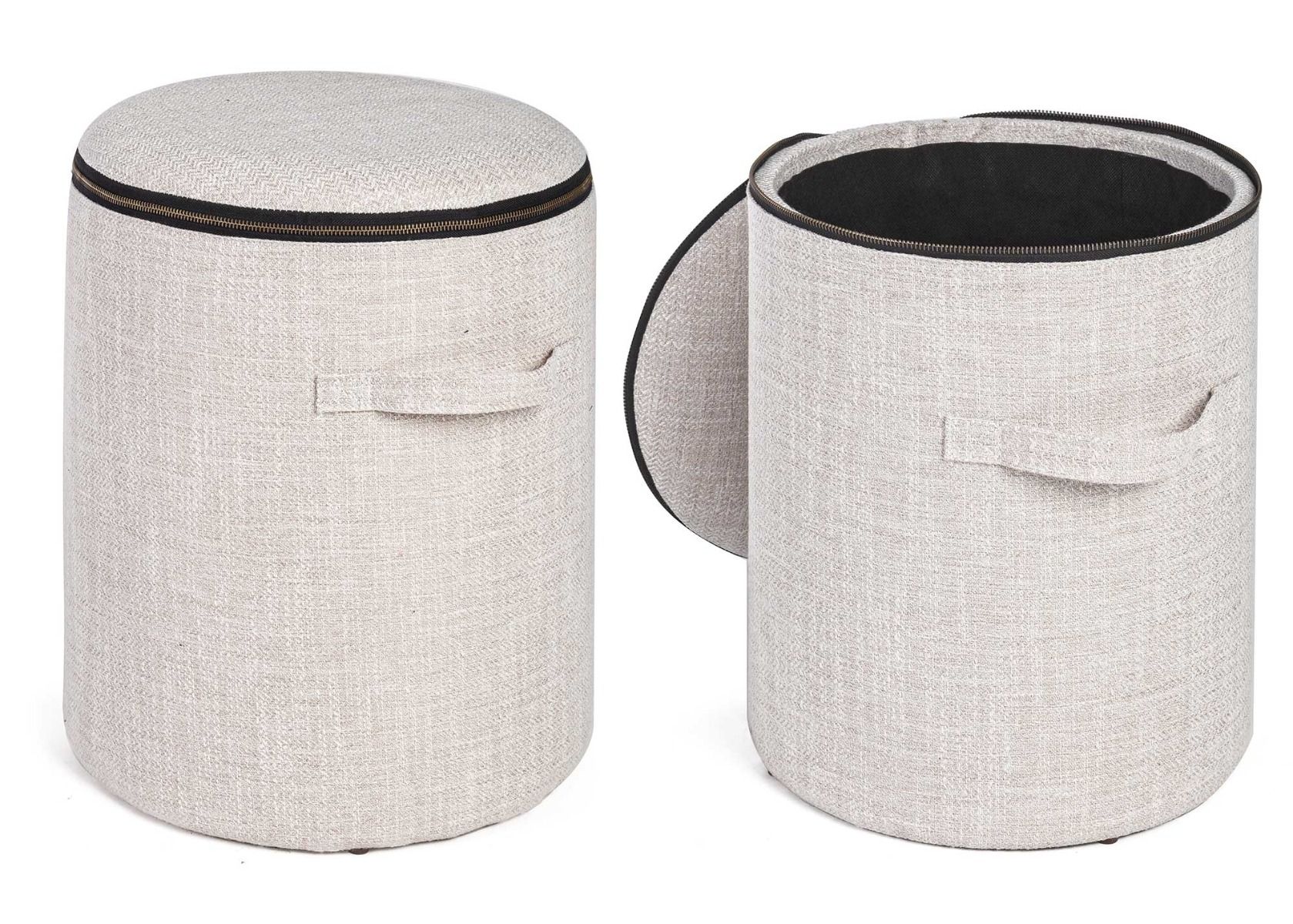 SET2 POUF CONTENITORE IN TESSUTO GRIGIO - RADMILA - Ø30.5a - 38h; Ø35a -  44h