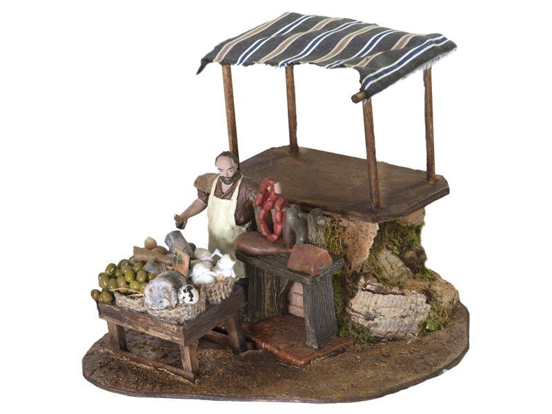 Banco del Salumiere con Movimenti Statuette per Presepe 10cm