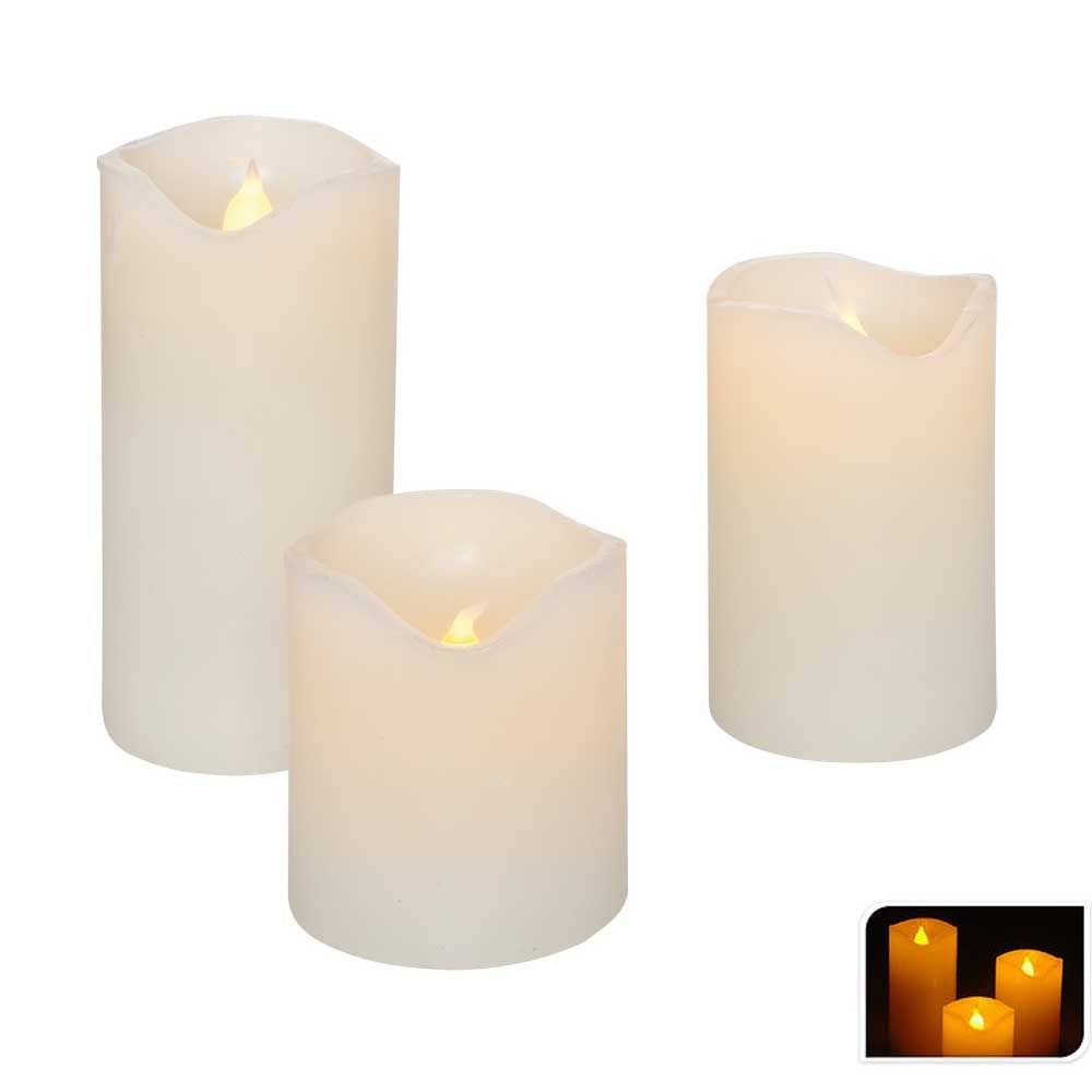 SET 3 CANDELE BIANCHE - Addobbi Di Natale Peragashop