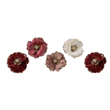 OFFERTA 5 FIORI CON CLIP E GLITTER COLORE ASSORTITO