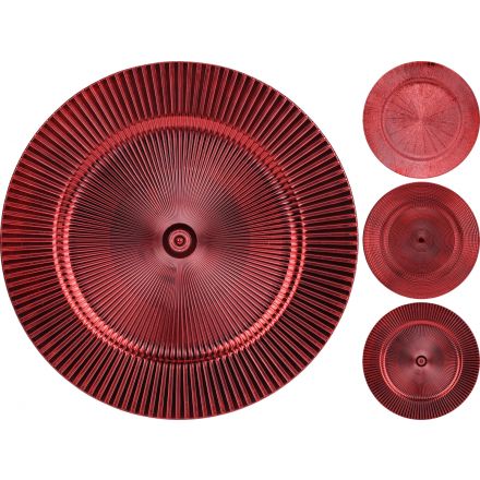 OFFERTA 6 SOTTOPIATTI CIRCOLARI EFFETTO ART ROSSO 33CM