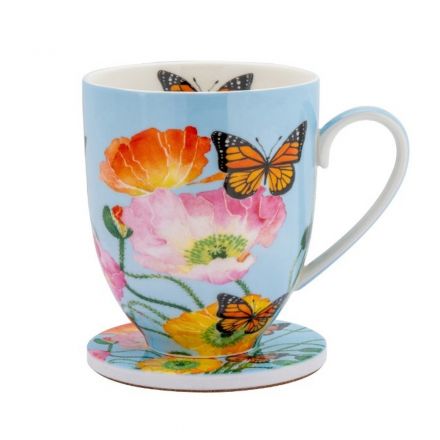 SET MUG CON SOTTOBICCHIERE POSEY FIELD OF POPPIES 400ML 