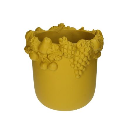 VASO DI CERAMICA CON FRUTTA, 25X25X25 CM, GIALLO