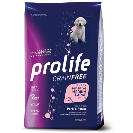 PROLIFE GRAIN FREE PUPPY SENSITIVE SCHWEINE- UND KARTOFFELKROKETTEN - MITTEL/GROSS 10KG